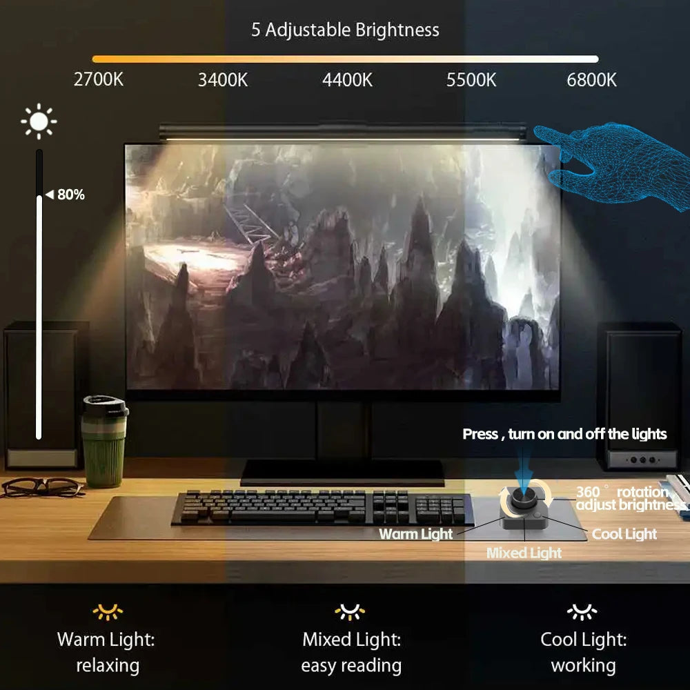 LED Monitor Light Bar Computer Screen Hanging Lamp RGB Atmosphere Desk Light For Gaming Reading Stu 2