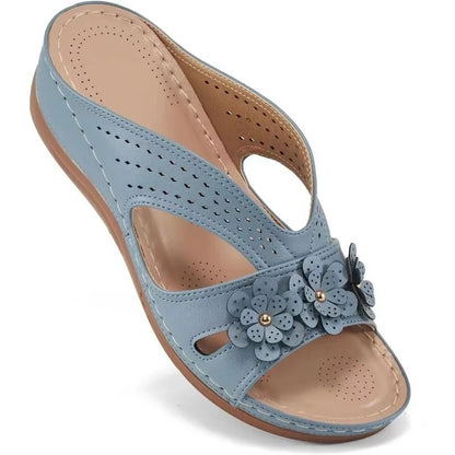 Women Casual Flower Hollow Wedge Sandals Non Slip Platform Slippers 1