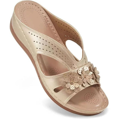 Women Casual Flower Hollow Wedge Sandals Non Slip Platform Slippers 2
