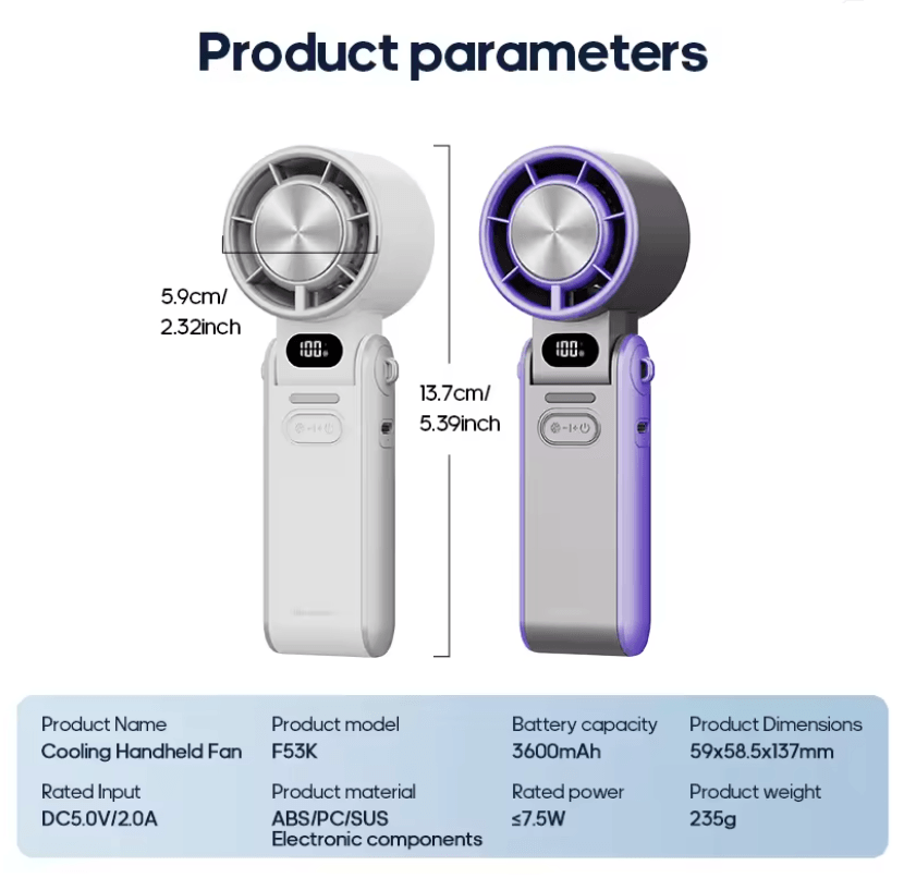 Portable Handheld Fan Rechargeable Foldable Mini Turbo Cooling Fan 1