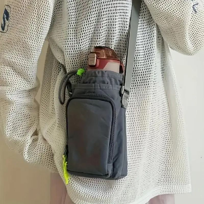 Nylon Crossbody Water Bottle And Phone Bag Waterproof Outdoor Sports Yoga Shoulder Pouch 10