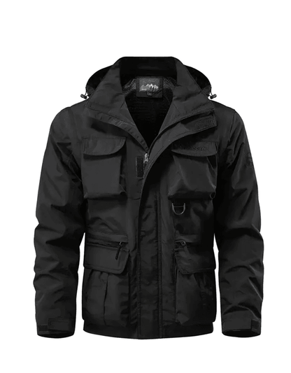 Mens Waterproof Hooded Jacket With Detachable Sleeves Multi Pocket Outdoor Windproof Coat 2