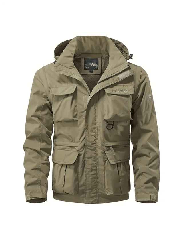 Mens Waterproof Hooded Jacket With Detachable Sleeves Multi Pocket Outdoor Windproof Coat 4