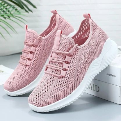 Summer Casual Flats Comfort Soft Bottom Sports Shoes Breathable Mesh Lightweight Sneakers