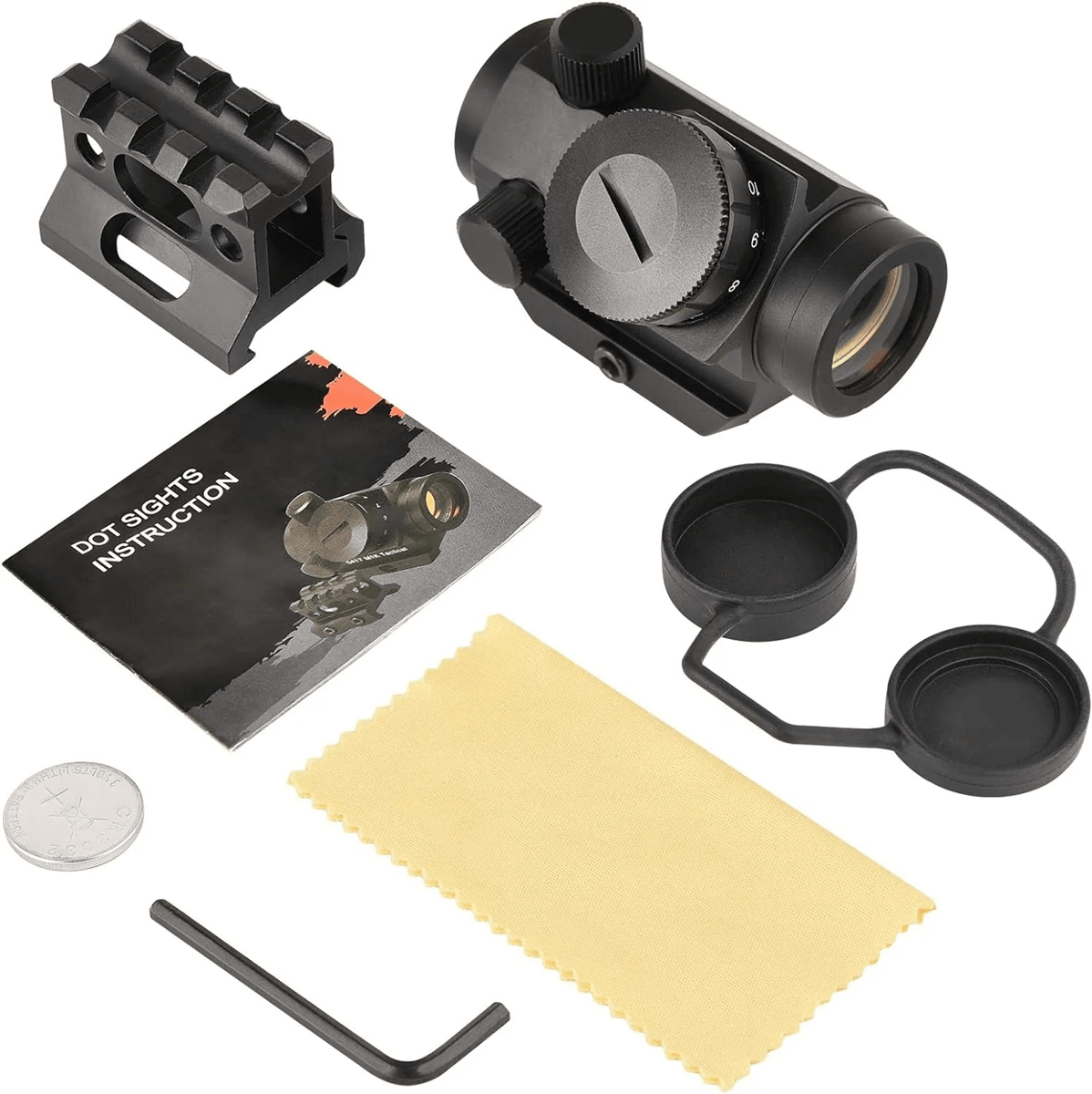 2MOA Red Dot Sight 1x25mm Reflex Scope Waterproof Shockproof Fog Proof With Riser Mount 2