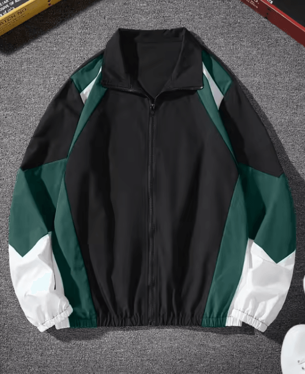 Mens Lightweight Windproof Jacket Casual Color Block Travel Coat 3