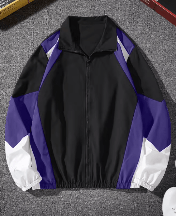 Mens Lightweight Windproof Jacket Casual Color Block Travel Coat 4