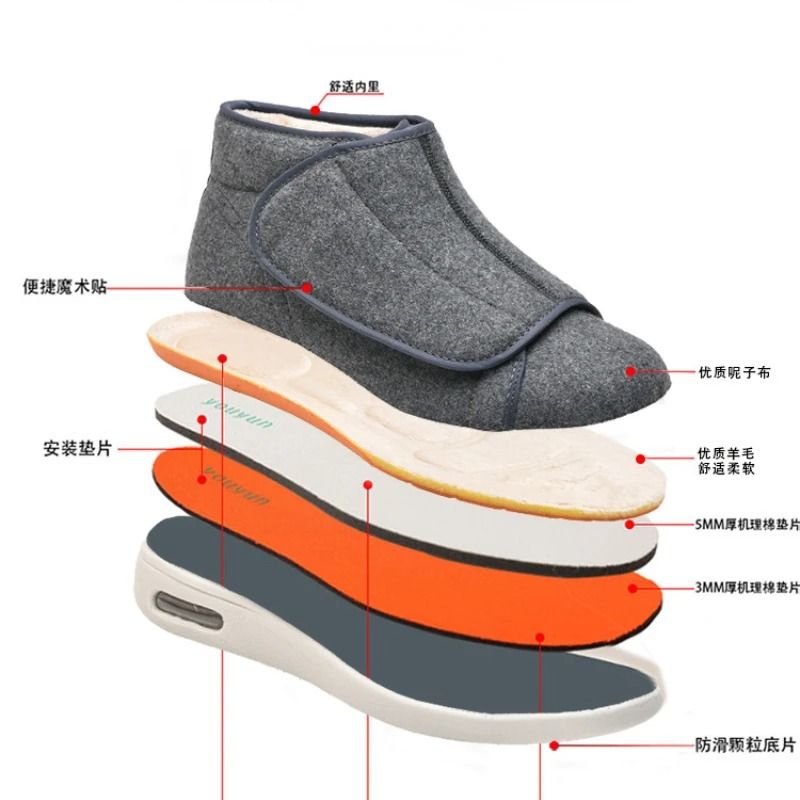 Fashion Walking Shoes Winter Velvet Orthopedic Comfortable Wide Feet Diabetic Shoes 5