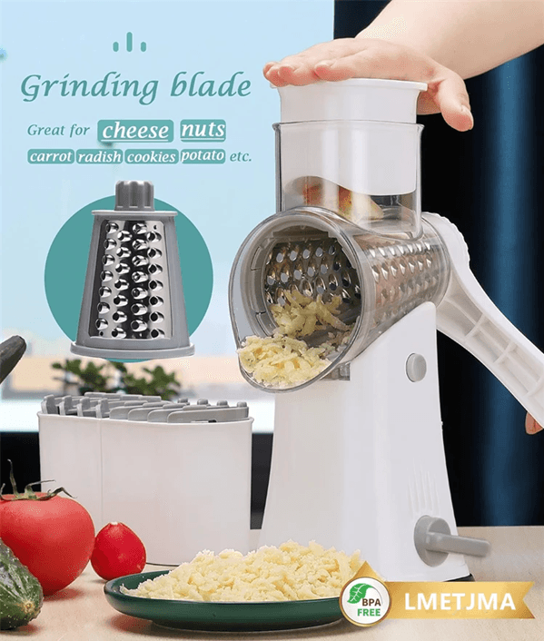 5 In 1 Rotary Cheese Grater And Vegetable Slicer With Mandoline Cutter And Nut Chopper 2