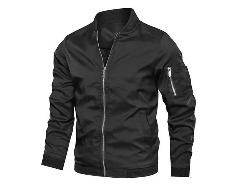 Mens Bomber Jacket Lightweight Casual Windbreaker With Zip Up Pockets 2