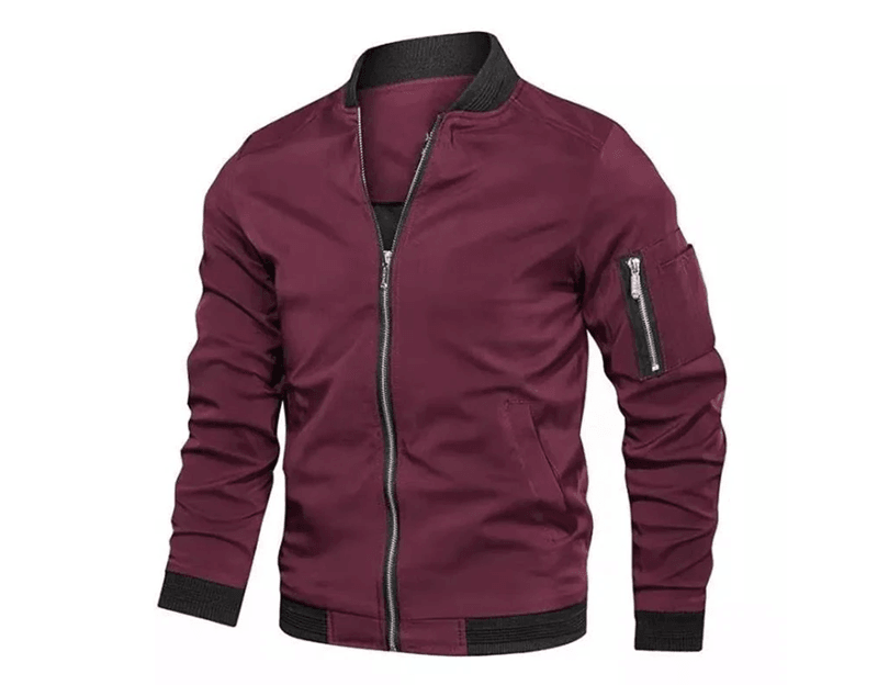Mens Bomber Jacket Lightweight Casual Windbreaker With Zip Up Pockets 3