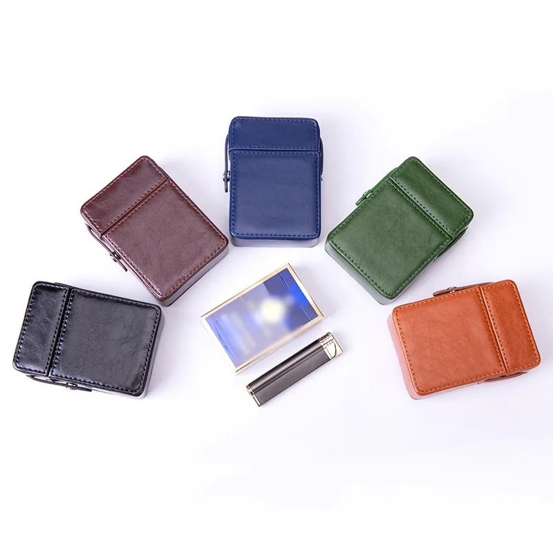 Pocket Leather Cigarette Case Lighter Bag Storage Organizer Waterproof Smoking Accessories 2