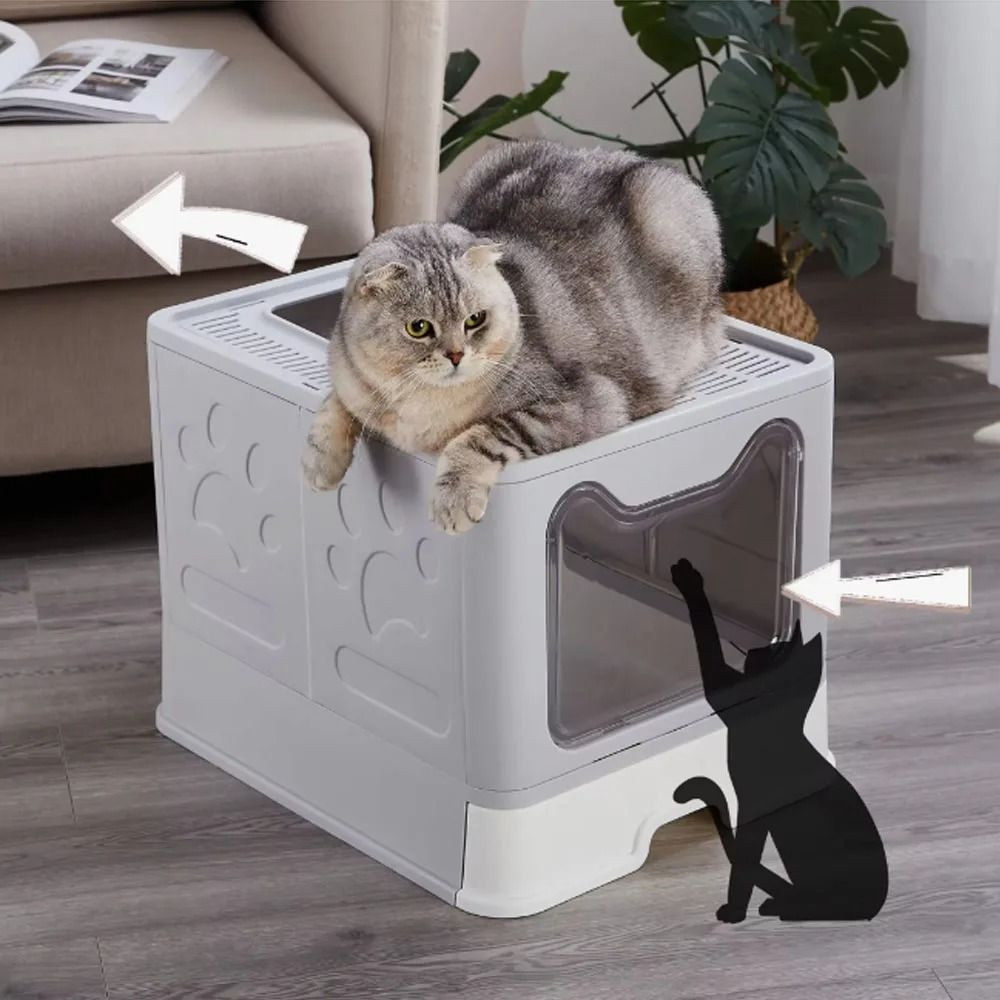 Foldable Drawer Litter Box With Scooper For Easy Cat Waste Management 1