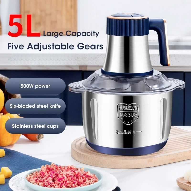 5L Electric Meat Grinder Food Crusher Vegetable Slicer Baby Food Processor