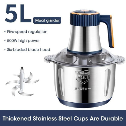 5L Electric Meat Grinder Food Crusher Vegetable Slicer Baby Food Processor 6