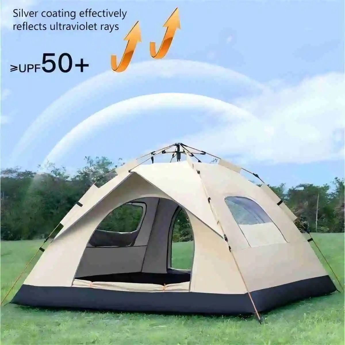 Foldable Outdoor Camping Tent With Two Doors And Two Windows For Easy Setup 1