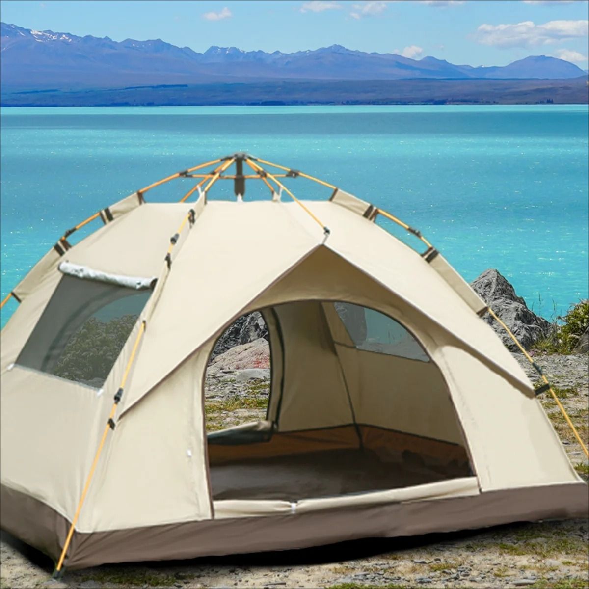 Foldable Outdoor Camping Tent With Two Doors And Two Windows For Easy Setup 2