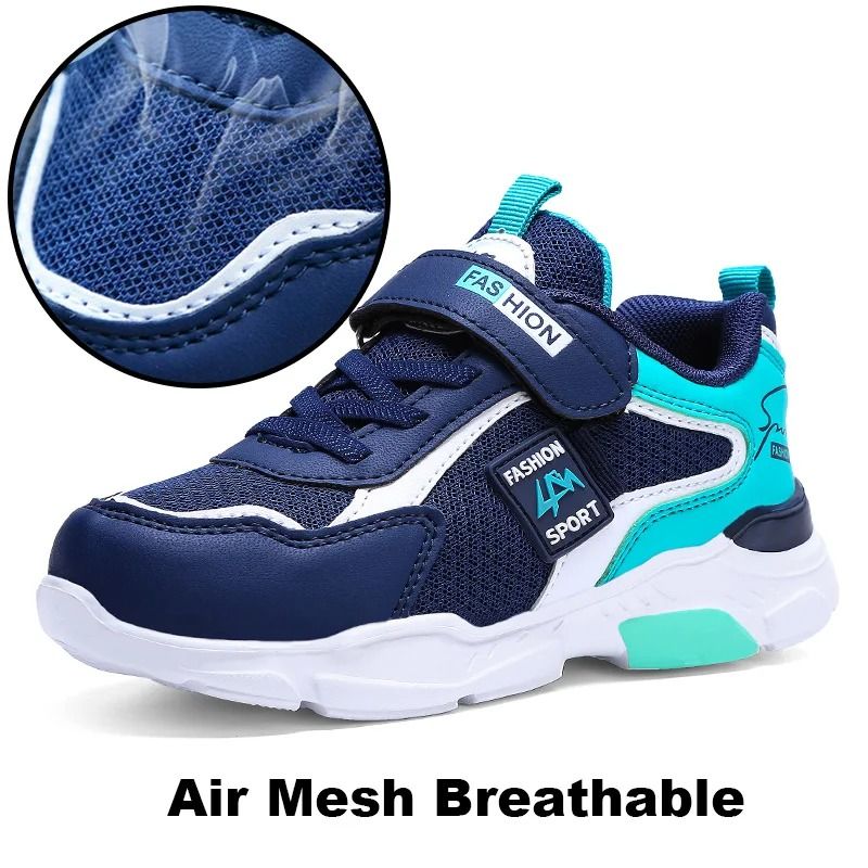 Kids Sneakers Breathable Mesh Running Shoes With Hook And Loop Closure 3