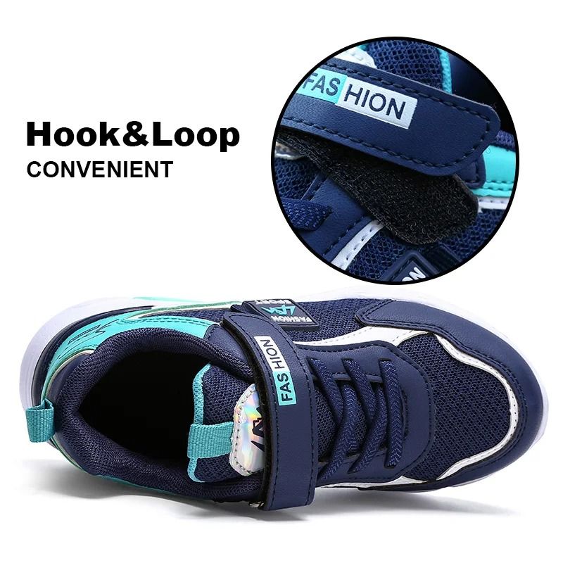 Kids Sneakers Breathable Mesh Running Shoes With Hook And Loop Closure 4