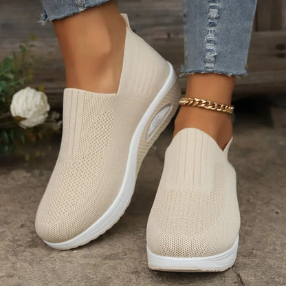 Womens Mesh Breathable Slip On Platform Sneakers Comfortable Air Cushion Walking Shoes 3