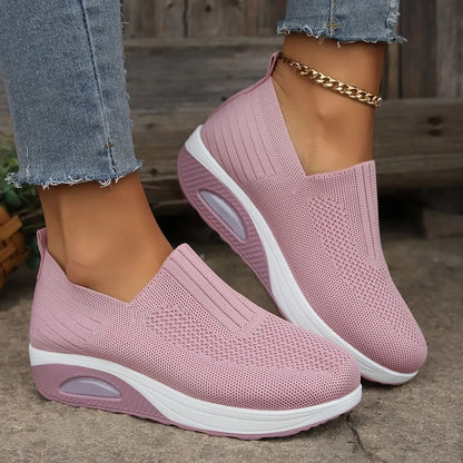 Womens Mesh Breathable Slip On Platform Sneakers Comfortable Air Cushion Walking Shoes 10