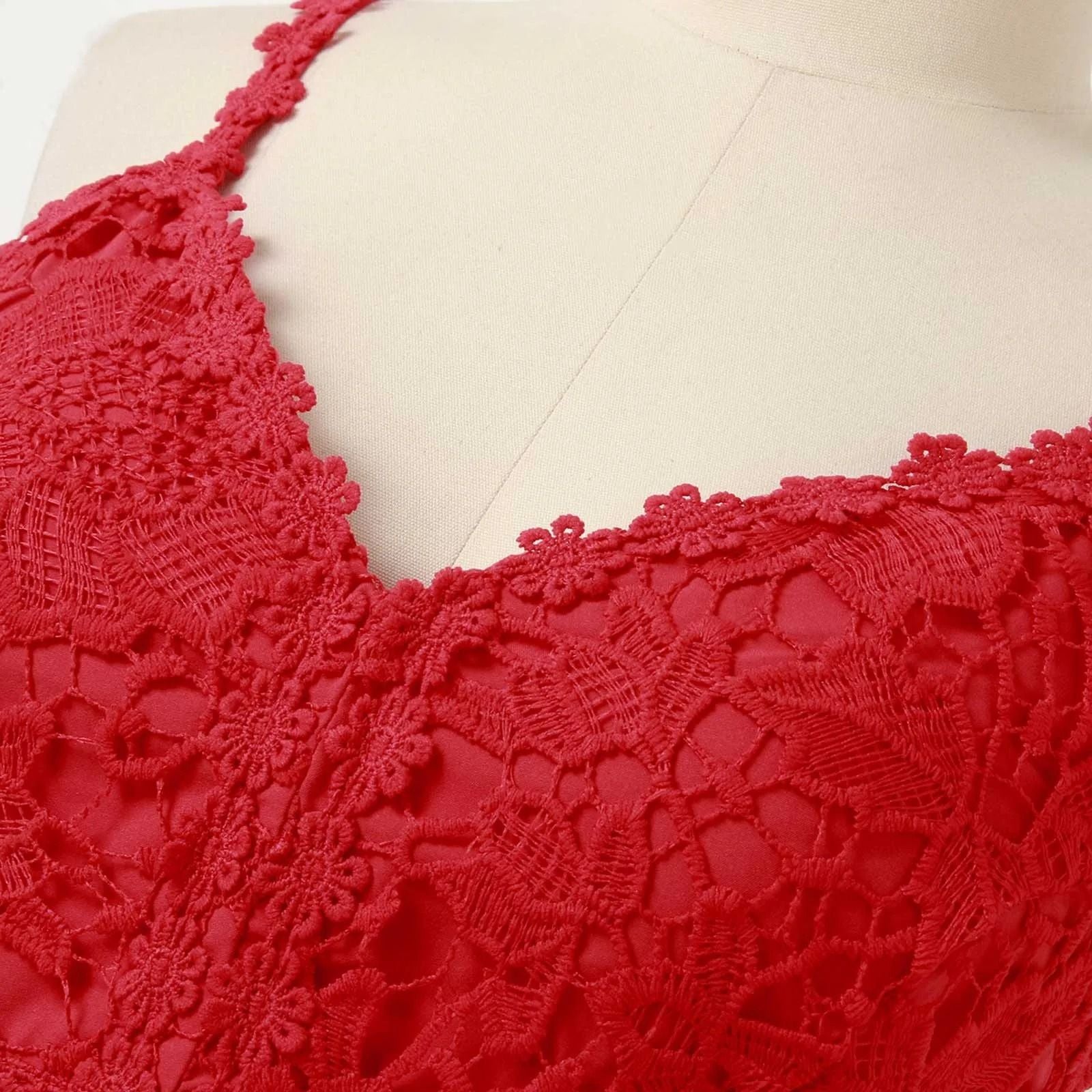 Lace Strap V Neck Crop Top Sleeveless Casual Vest For Women 4