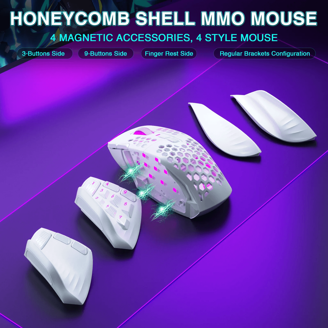 Pro Wireless MMO Gaming Mouse with 16 Side Buttons 24000 DPI RGB Programmable Macros