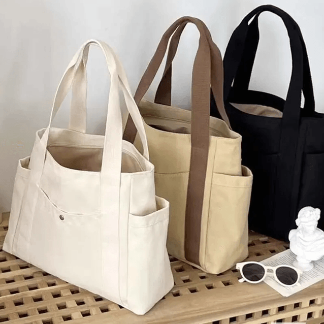Large Capacity Canvas Tote Bag Versatile Shoulder Bag for Work School and Travel