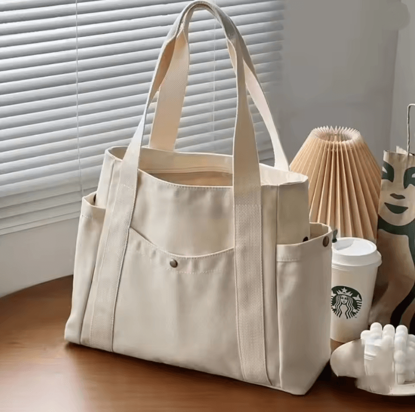 Large Capacity Canvas Tote Bag Versatile Shoulder Bag For Work School And Travel 2