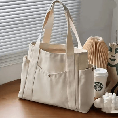 Large Capacity Canvas Tote Bag Versatile Shoulder Bag For Work School And Travel 2