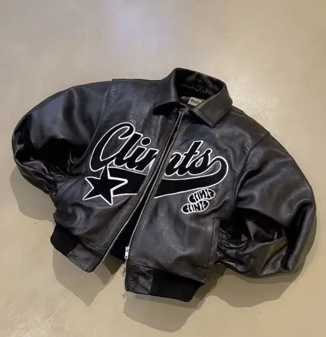 Retro Y2K Denim Leather Jacket Streetwear Zip Up With Embroidery For Men 2