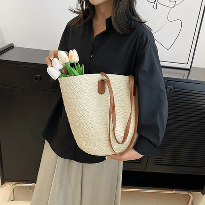 Womens Straw Beach Bag Large Capacity Woven Tote Shoulder Handbag 1