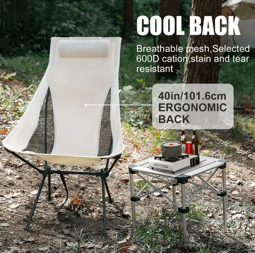 Portable Folding Camping Chair With Headrest Lightweight Outdoor Fishing Chair 1