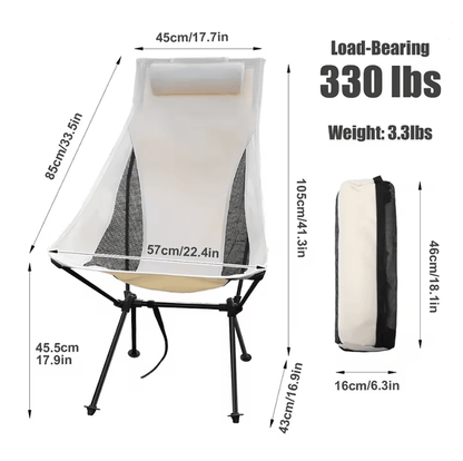 Portable Folding Camping Chair With Headrest Lightweight Outdoor Fishing Chair 2