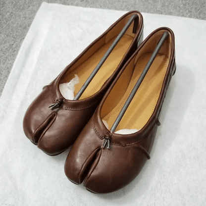 Soft Leather Tabi Flats Split Toe Ballet Shoes For Women 1