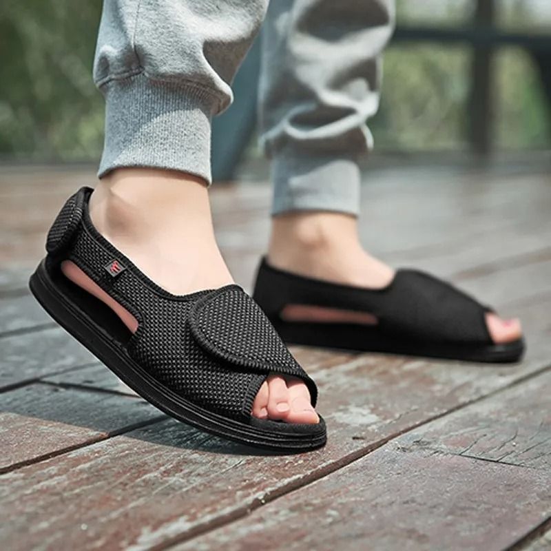 Adjustable Diabetic Widened Shoes Non-Slip Breathable Sandals for Swollen Feet and Thumb Valgus Relief