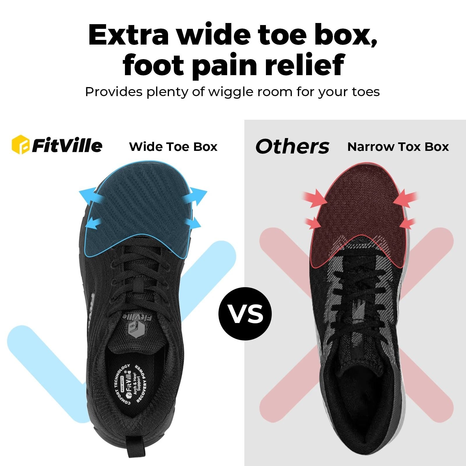 Wide Toe Box Cushioned Running Shoes Extra Wide Breathable Non Slip Sneakers For Men 5