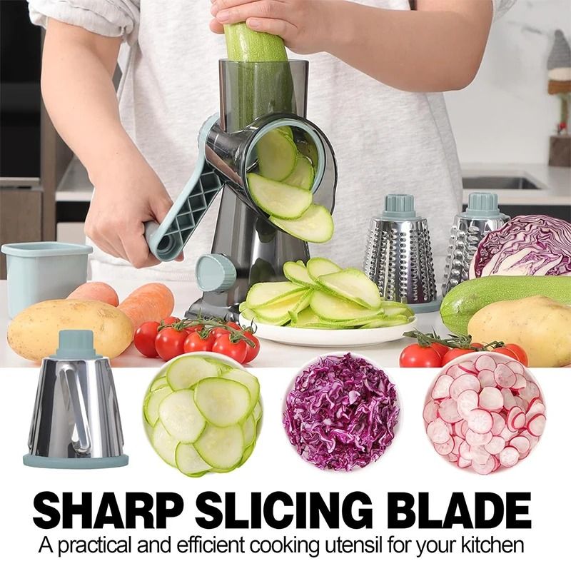 3 In 1 Rotary Cheese Grater Manual Vegetable Slicer And Nut Grinder 4