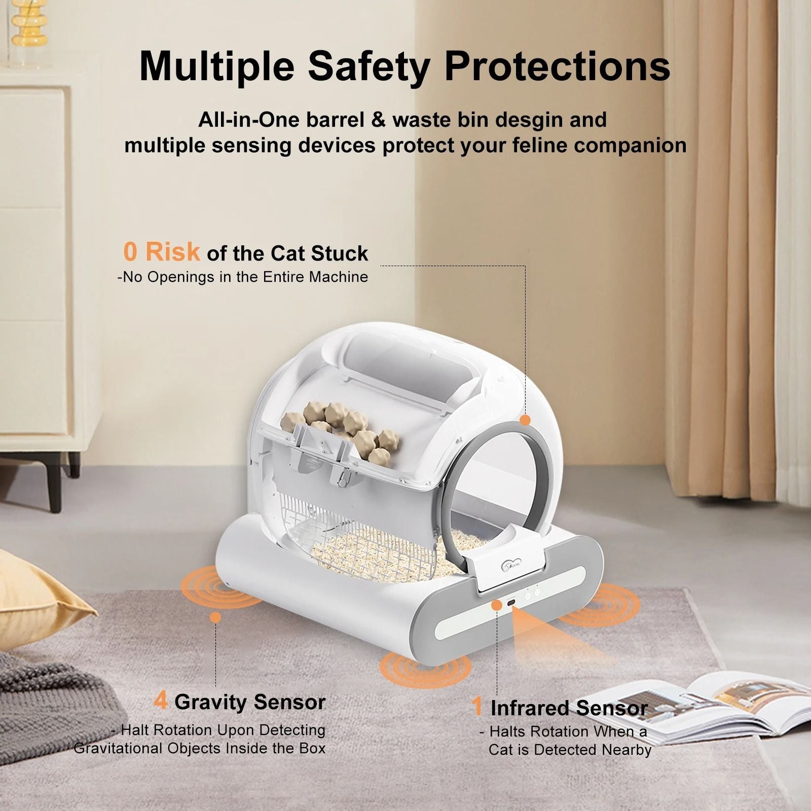 Automatic Self Cleaning Cat Litter Box With App Control And Litter Mat For Multiple Cats 3