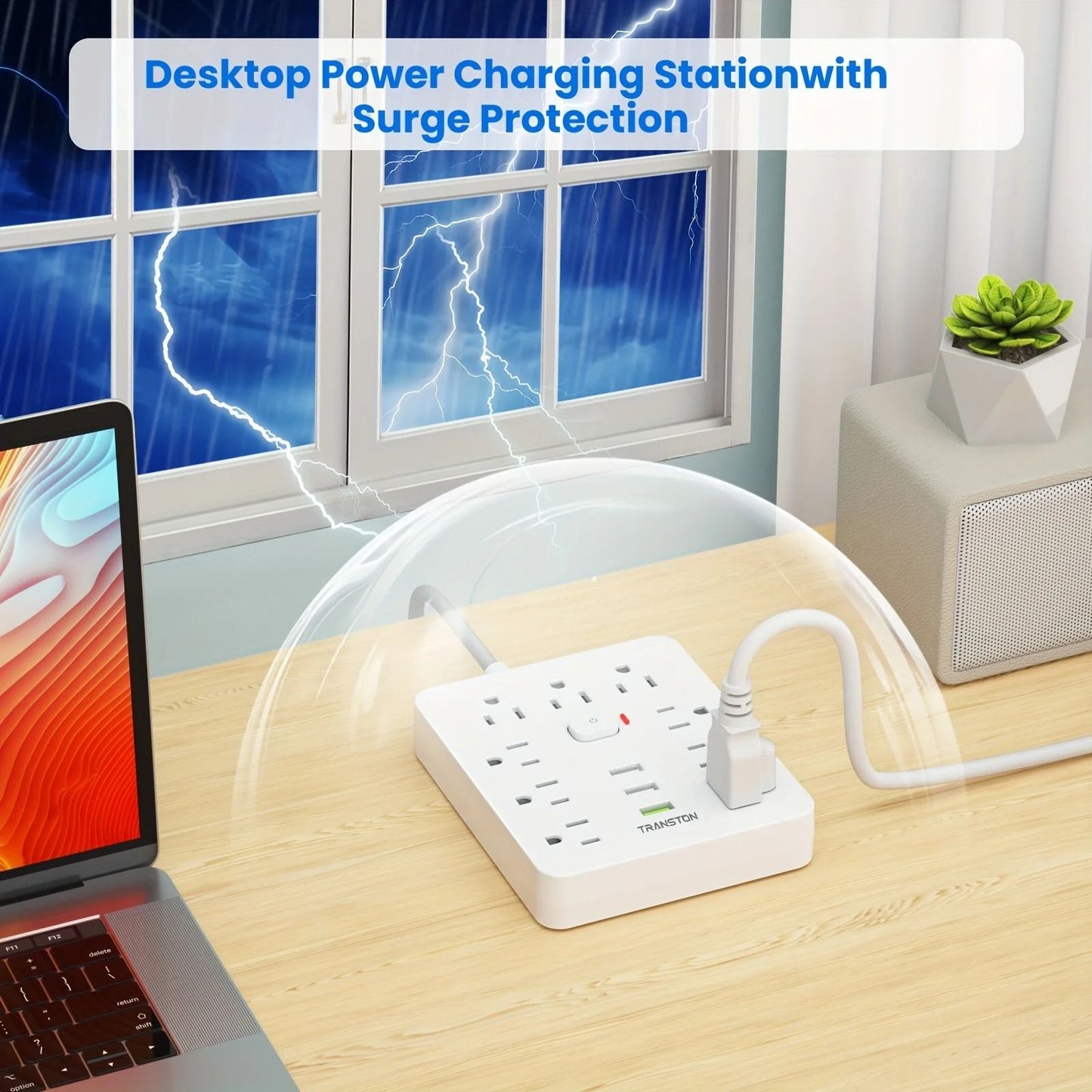 Power Strip With Nine Outlets Three USB Ports And Five Foot Extension Cord 2