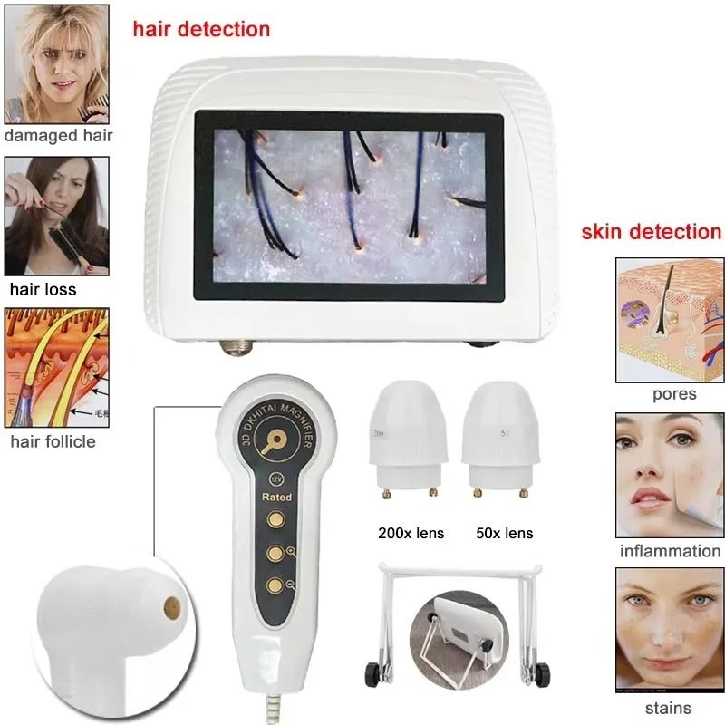 Five Inch Skin And Hair Analyzer With Rechargeable Power And Dual Lenses 2