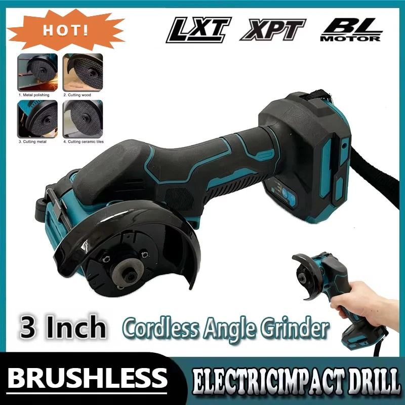 Compact Three Inch Cordless Angle Grinder Compatible with Makita Batteries