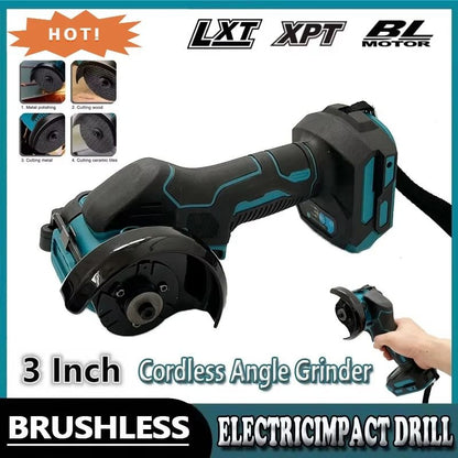 Compact Three Inch Cordless Angle Grinder Compatible with Makita Batteries