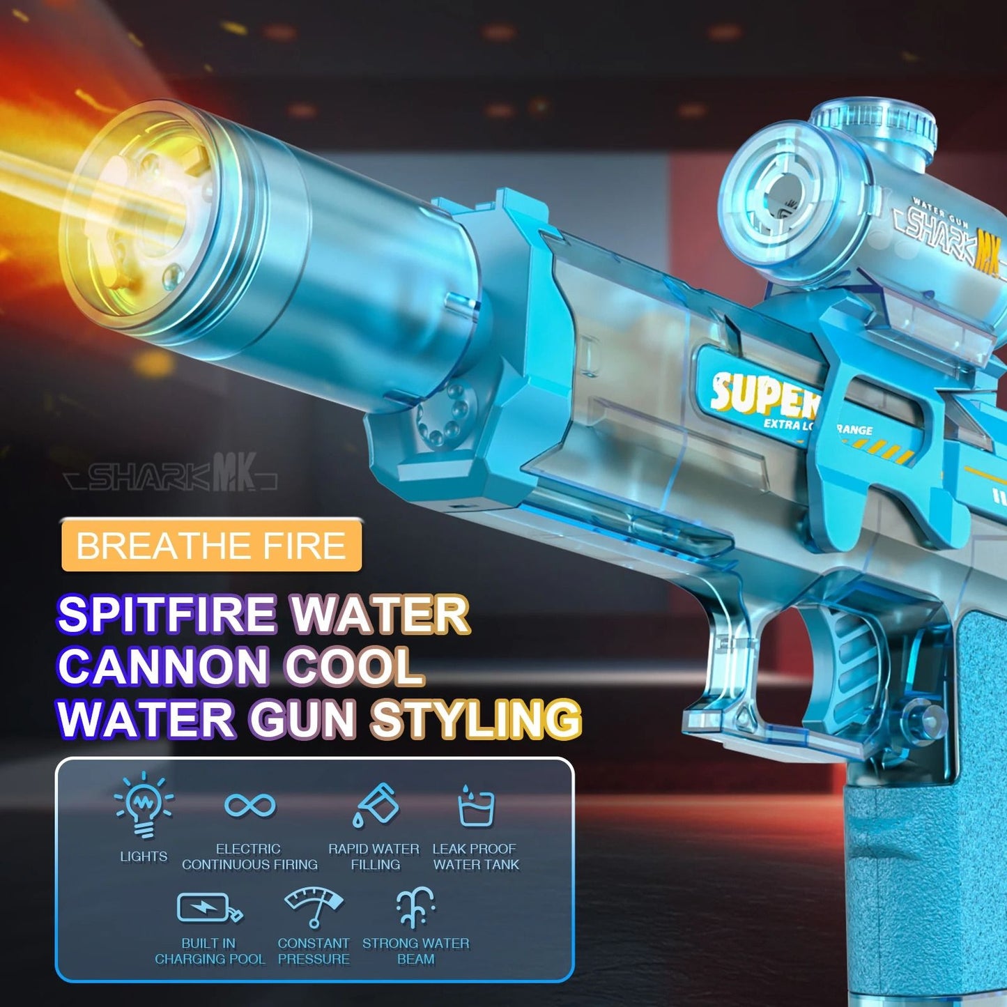 Electric Water Gun With Light And Flame Spray Effect 2