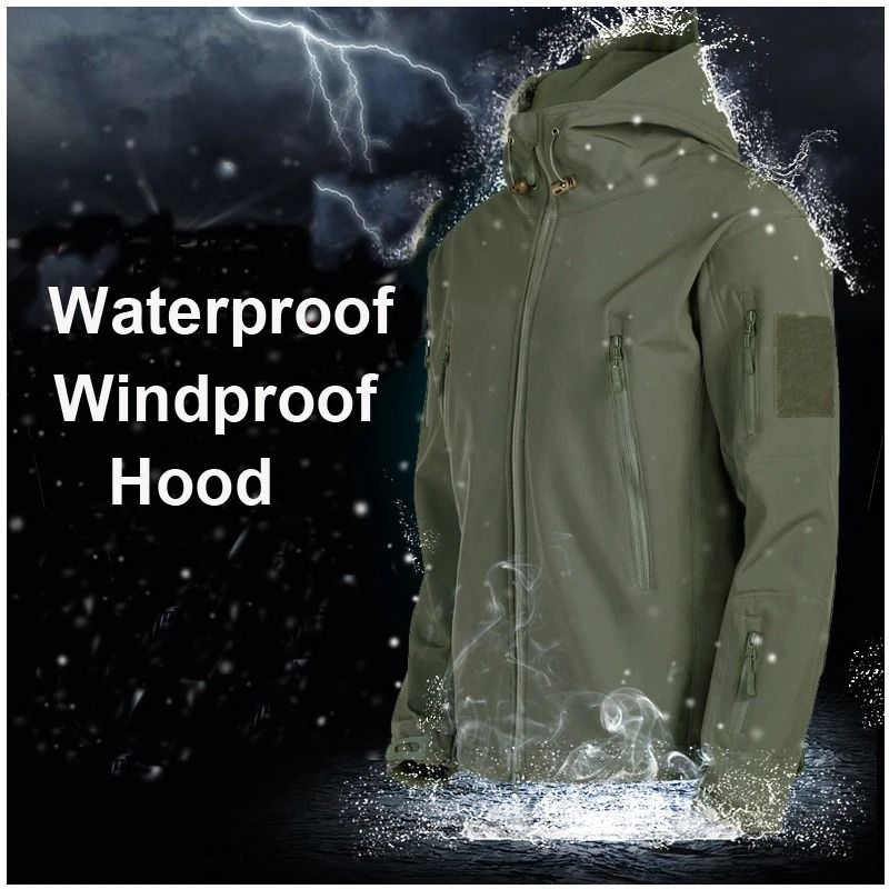 Mens Softshell Fleece Waterproof Jacket and Pants Set for Outdoor Activities