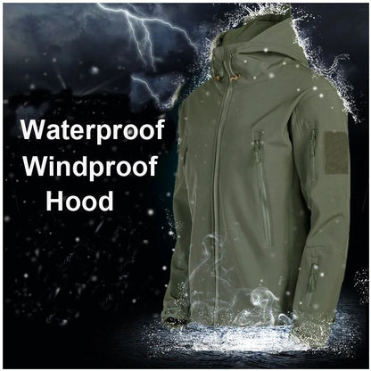 Mens Softshell Fleece Waterproof Jacket and Pants Set for Outdoor Activities