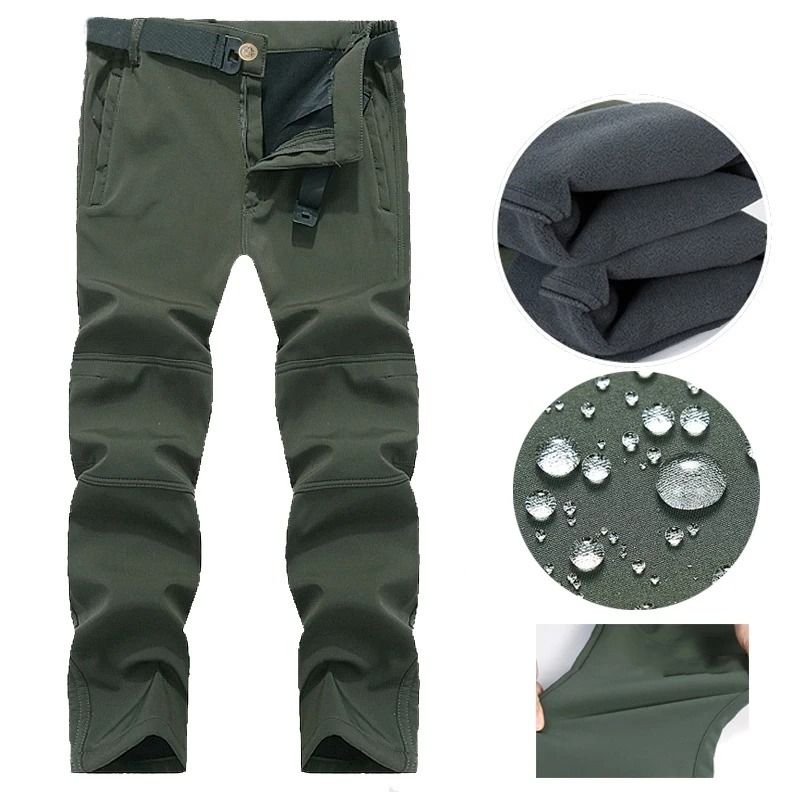 Mens Softshell Fleece Waterproof Jacket And Pants Set For Outdoor Activities 12