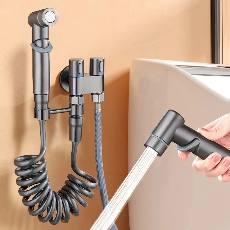 Handheld Bidet Toilet Sprayer Set With Adjustable Pressure And Dual Switch 7