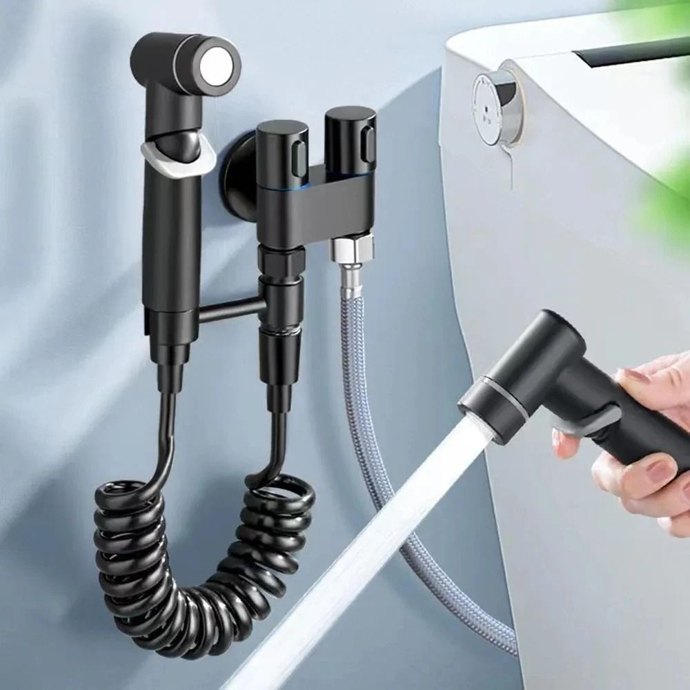 Handheld Bidet Toilet Sprayer Set With Adjustable Pressure And Dual Switch 8