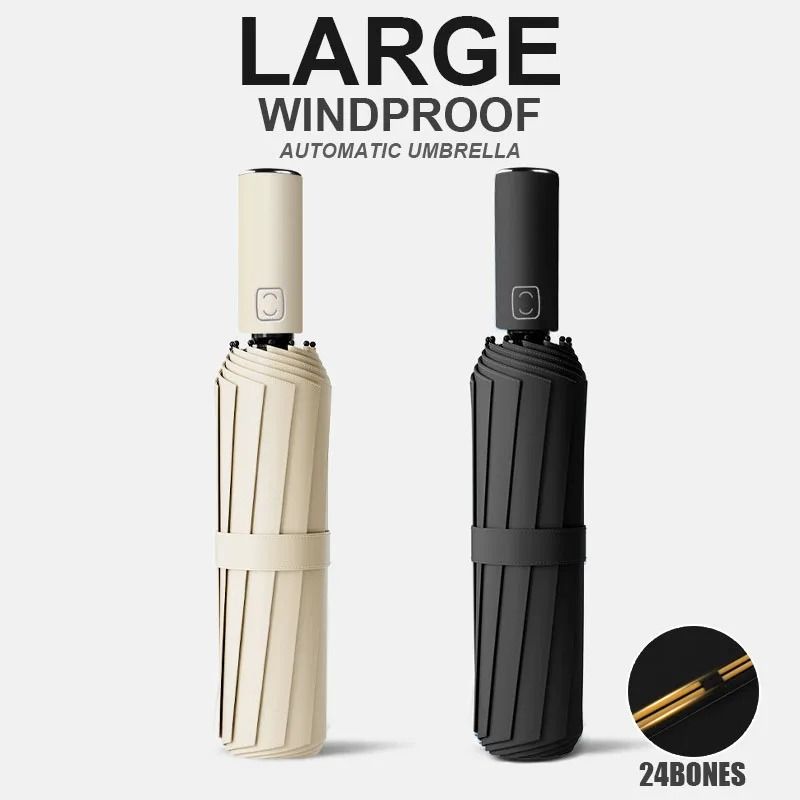 Large 24 Bone Automatic Umbrella Collapsible Sunshade UV Protection 1